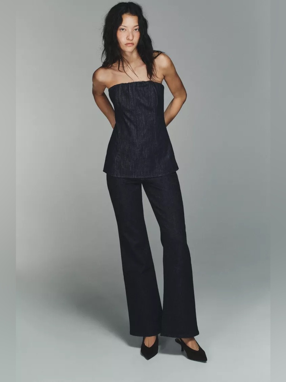 Zara High Waisted Faux Denim Pants